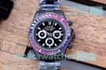 Best Quality Replica Rolex Daytona Colorful Diamond Bezel Black Stainless Steel Watch
